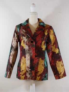 Chadwicks Women's Multicolor Abstract Brushstroke Blazer Jacket